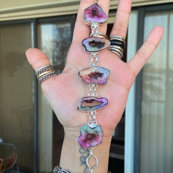 925 Sterling silver rainbow solar quartz bracelet - Picture 4 of 8